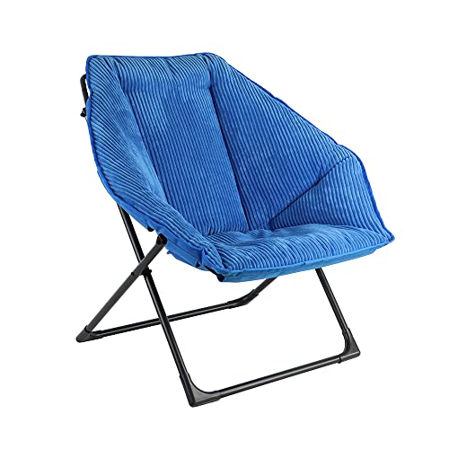 Amazon Basics Hexagon Shaped Chair with Foldable Metal Frame, Blue, 33.5"D x 31.5"W x 34.3"H