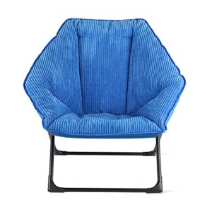 Amazon Basics Hexagon Shaped Chair with Foldable Metal Frame, Blue, 33.5"D x 31.5"W x 34.3"H