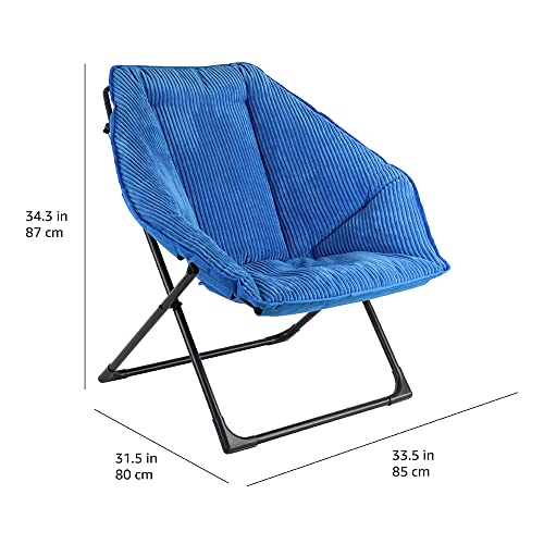 Amazon Basics Hexagon Shaped Chair with Foldable Metal Frame, Blue, 33.5"D x 31.5"W x 34.3"H