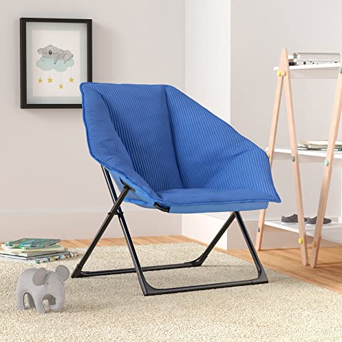 Amazon Basics Hexagon Shaped Chair with Foldable Metal Frame, Blue, 33.5"D x 31.5"W x 34.3"H