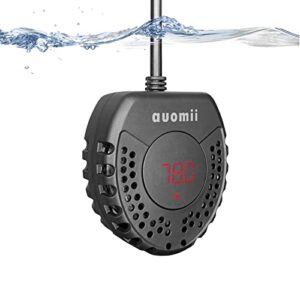 auomii mini submersible aquarium heater, 50w/100w small fish tank heater, built-in thermometer, 2 led temperature display, external temperature controller, smart memory, 50w (1-10gallons)