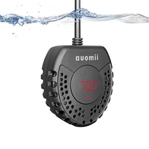 auomii Mini Submersible Aquarium Heater, 50W/100W Small Fish Tank Heater, Built-in Thermometer, 2 LED Temperature Display, External Temperature Controller, Smart Memory, 50W (1-10Gallons)