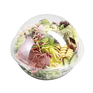 restaurantware thermo tek 28 ounce salad containers with lids, 50 sphere to go bowls with lids - airtight dome lids, lightweight, clear plastic disposable salad bowls with lids, keep food fresh