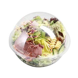 Restaurantware Thermo Tek 28 Ounce Salad Containers With Lids, 50 Sphere To Go Bowls With Lids - Airtight Dome Lids, Lightweight, Clear Plastic Disposable Salad Bowls With Lids, Keep Food Fresh