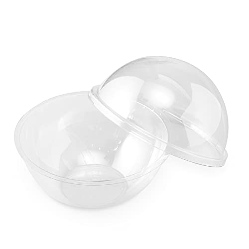 Restaurantware Thermo Tek 28 Ounce Salad Containers With Lids, 50 Sphere To Go Bowls With Lids - Airtight Dome Lids, Lightweight, Clear Plastic Disposable Salad Bowls With Lids, Keep Food Fresh