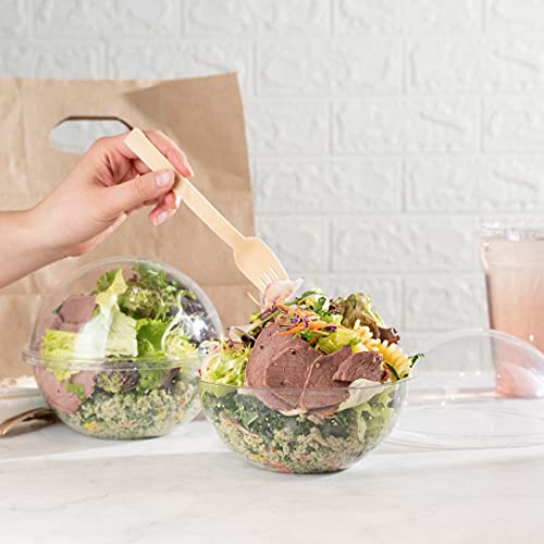 Restaurantware Thermo Tek 28 Ounce Salad Containers With Lids, 50 Sphere To Go Bowls With Lids - Airtight Dome Lids, Lightweight, Clear Plastic Disposable Salad Bowls With Lids, Keep Food Fresh