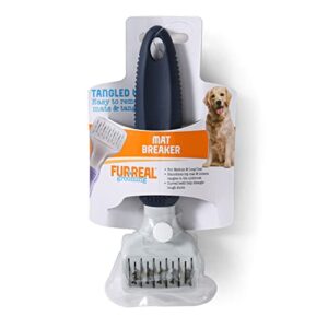 furreal mat breaker dog grooming tool pet brush | mat removal dog brush helps remove mats and tangles for dogs with medium and long coats | for right and left hand users, blue, (ff10524)