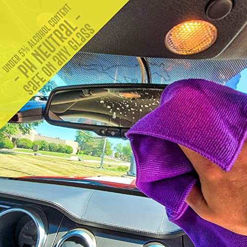 Ultra Clarity Auto Windshield & Glass Cleaning Spray Kit, 18 oz Spray & 2 Large Premium Microfiber Cloths, Safe on Tinted Windows, Touchscreen Display, Optical Grade, High Shine Streak-Free Cleaner