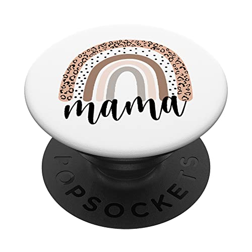 Mama Leopard Rainbow Cheetah Print Mommy Mothers Day PopSockets Swappable PopGrip