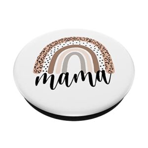 Mama Leopard Rainbow Cheetah Print Mommy Mothers Day PopSockets Swappable PopGrip