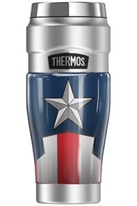 thermos captain america captain america logo stainless king stainless steel travel tumbler, vacuum insulated & double wall, 16oz