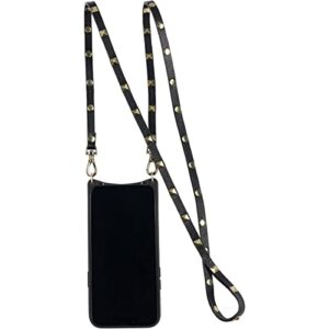 Bandolier Sarah Crossbody Phone Case and Wallet - Black Leather with Gold Detail - Compatible with iPhone 13 Pro