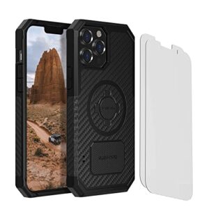 rokform - iphone 13 pro max rugged case + 2-pack screen protector kit (clear)