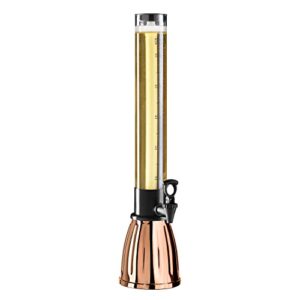oggi beer tower 3l/100oz - beverage dispenser with spigot & ice tube, margarita tower, mimosa tower, perfect drink dispensers for parties, drink tower, holds 6 pints of beer - copper