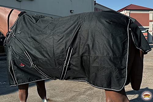 HILASON 1200D Turnout Light Winter Waterproof Rain Sheet Horse Sheet Black | Horse Sheet | Horse Turnout Sheet | Horse Sheets for Winter | Waterproof Turnout Sheets for Horses