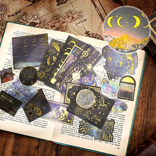 191 Pieces Vintage Astronomy Stickers for Journaling, Celestial Sticker Set, Planet Space Stickers, Astrology Stickers Galaxy Moon Phase Planner Stickers for DIY Scrapbook Journal Decal (Classic)