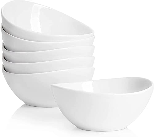 Taeochiy 10 Ounce Small Bowls, Ceramic Dessert Bowls for Cereal, Soup, Ice Cream, Small Serving Bowls Set for Kitchen, Set of 6, White