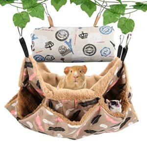 hamster hammock and chinchilla hanging tunnel toys, warm bed and gaming platform, include guinea pig hammock false vines hideouts, suitable for hamster chinchilla sugar glider guinea pig squirrel