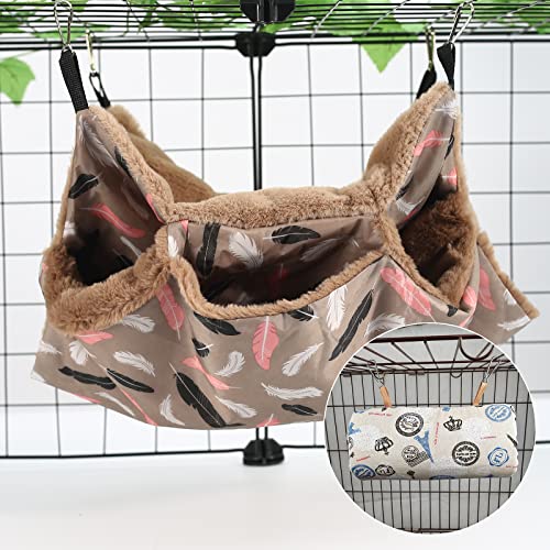 Hamster Hammock and chinchilla Hanging Tunnel Toys, Warm Bed and Gaming Platform, Include Guinea Pig Hammock False Vines Hideouts, Suitable for Hamster Chinchilla Sugar Glider Guinea Pig Squirrel