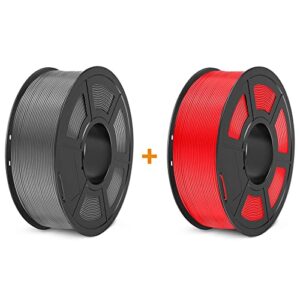 pla+ 3d printer filament 1.75mm, sunlu pla filament pro, dimensional accuracy +/- 0.02 mm, 1 kg spool, 1.75 pla plus, grey+red