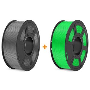 pla+ 3d printer filament 1.75mm, sunlu pla filament pro, dimensional accuracy +/- 0.02 mm, 1 kg spool, 1.75 pla plus, grey+green