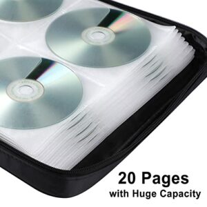 TIMCORR CD Case DVD Holder Storage: 160 Capacity DVD Cases Organizer Portable Wallet Storage - CD Plastic Protective Carrying Binder for Home Travel (Black)