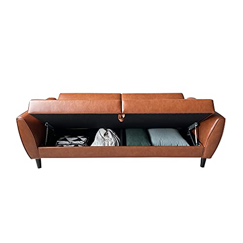 cjc Sofa Bed Sleeper Sofas for Living Room, PU Leather Convertible Folding Sofa Bed Loveseat with Storage Box for Compact Living Space Apartment, Dorm