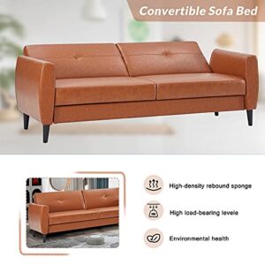 cjc Sofa Bed Sleeper Sofas for Living Room, PU Leather Convertible Folding Sofa Bed Loveseat with Storage Box for Compact Living Space Apartment, Dorm