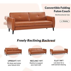 cjc Sofa Bed Sleeper Sofas for Living Room, PU Leather Convertible Folding Sofa Bed Loveseat with Storage Box for Compact Living Space Apartment, Dorm