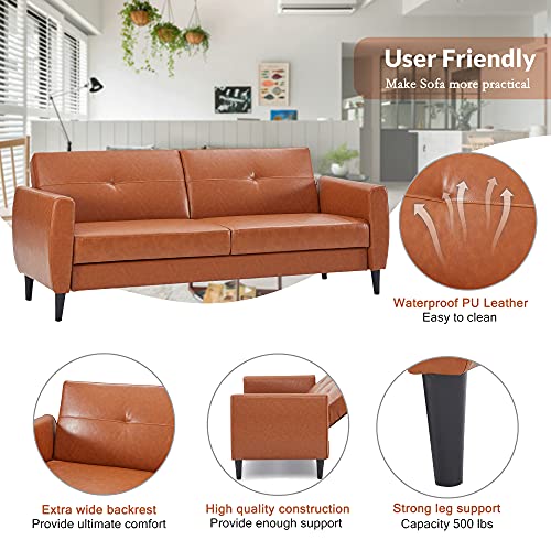 cjc Sofa Bed Sleeper Sofas for Living Room, PU Leather Convertible Folding Sofa Bed Loveseat with Storage Box for Compact Living Space Apartment, Dorm