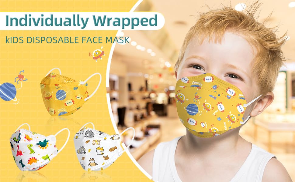 Kids Disposable Face Mask, 30 Pack Individually Wrapped Masks for Children,4-Ply Breathable Safety Masks for Boys and Girls(Aged 4-12)