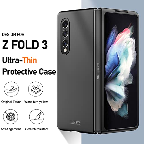 BSNRM MOSIKE Slim Designed for Galaxy Z Fold 3 Case, Ultra-Thin Hard PC Shockproof Anti-Scratch Bumper Case for Galaxy Z Fold 3 5G 2021 (Black), (FZ-Z Fold 3 PYK-Black)