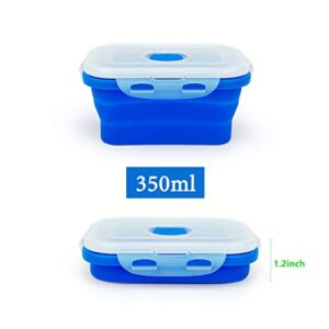 Lunbengo Camping Travel Collapsible Food Storage Container with Lids, Stackable Silicone Storage Containers Meal Prep Containers with Ideal Portion 350ml-540ml-800ml, Microwave Safe,3Piece