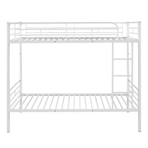Metal Bunk Beds Twin Over Twin Heavy-Duty Convertible Bunk Bed Frame Divided into 2 Beds for Kids Boys Girls Teens, Steel Bunk Bed for Dorms, Universities Children’s Bedrooms, White