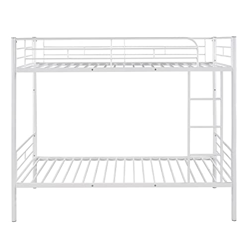 Metal Bunk Beds Twin Over Twin Heavy-Duty Convertible Bunk Bed Frame Divided into 2 Beds for Kids Boys Girls Teens, Steel Bunk Bed for Dorms, Universities Children’s Bedrooms, White