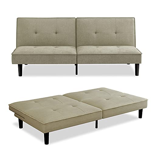 IULULU Futon Bed Convertible Sleeper Sofa with Armless Design, Modern Recliner Lounge Couch for Small Space, Olive