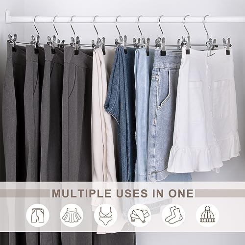 Add-On Metal Pants Hangers with Clips,ESEOE Skirt Hangers Space Saving with Cascading Hook,Adjustable Non-Slip Clip Hangers for Pants, Jean, Shorts, Heavy Duty Skirt Hangers for Women,10 Pack