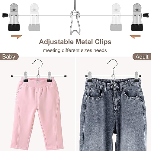 Add-On Metal Pants Hangers with Clips,ESEOE Skirt Hangers Space Saving with Cascading Hook,Adjustable Non-Slip Clip Hangers for Pants, Jean, Shorts, Heavy Duty Skirt Hangers for Women,10 Pack