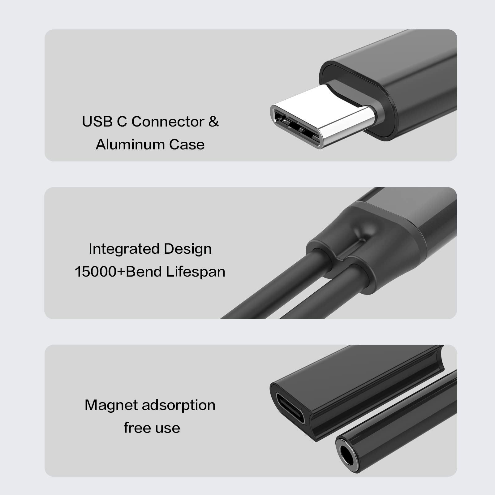 Skybird USB C to 3.5mm Headphone and Charger Adapter,2-in-1 USB C to Aux Audio Jack with PD Fast Charging Dongle Cable Cord for Stereo,Earphones,Compatible with S20/S21 Note20/10,Pixel 4/3 (Black)