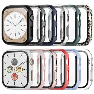 12 pack case for apple watch series 9 & series 8&7 45mm with tempered glass screen protector, haojavo pc hard ultra-thin scratch resistant bumper protective cover for iwatch 45mm accessories