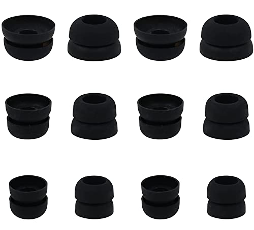 ALXCD Double Flange Eartips Compatible with Beats Studio Buds & Fit Pro, S/M/L Sizes 6 Pairs Double Flange Earbud Tips Ear Tips, Compatible with Beats Studio Buds, Black SML