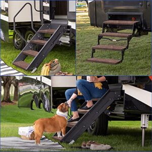 RISTOW RV Step Covers 3 Pack 22" Wide RV Step Rug with Install Hooks Fit 8-11" Deep Camper Step Cover RV Stair Covers Ideal for Wide Radius Steps - Brown