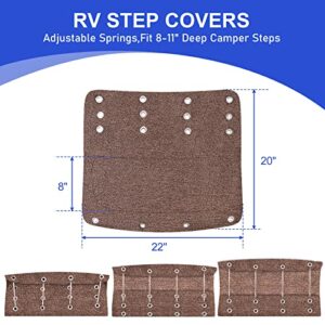 RISTOW RV Step Covers 3 Pack 22" Wide RV Step Rug with Install Hooks Fit 8-11" Deep Camper Step Cover RV Stair Covers Ideal for Wide Radius Steps - Brown