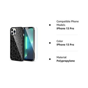 TEAUGHT Compatible with iPhone 13 Pro Case (2021) 6.1 inch, Cute Pattern Black Leopard + Screen Protector Tire Shockproof Cover, Designed for iPhone 13 Pro Case for Girls Women