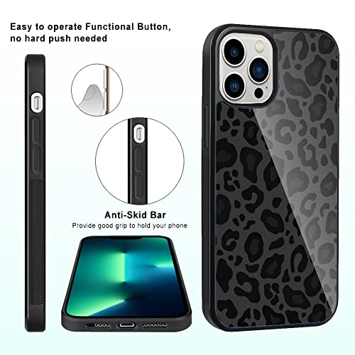 TEAUGHT Compatible with iPhone 13 Pro Case (2021) 6.1 inch, Cute Pattern Black Leopard + Screen Protector Tire Shockproof Cover, Designed for iPhone 13 Pro Case for Girls Women