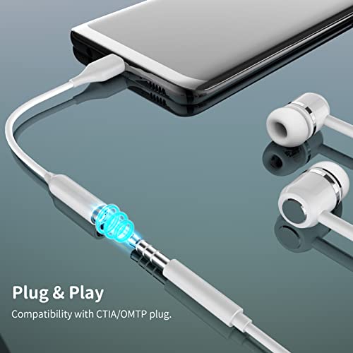 USB C to 3.5mm Headphone Adapter Jack Audio Cable DAC Type AUX Cord Dongle Connector Splitter Extension (2Pack)Compatible for Galaxy S20 21 FE Ultra Note10 Z Flip3 LG Ipad Air 4 Pro 2021 2020