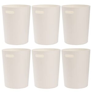 lyellfe 6 pack small trash can, 1.5 gallon round plastic wastebasket with handles, white garbage container recycling bins for compact space bathroom, office, bedroom, kitchen