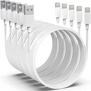[apple mfi certified] iphone charger 5pack[6/6/6/10/10ft] long lightning cable fast charging cord iphone charging cable compatible iphone 14/14 pro/max/13/12/11 pro max/xs max/xr/xs/x/8/7/plus ipad