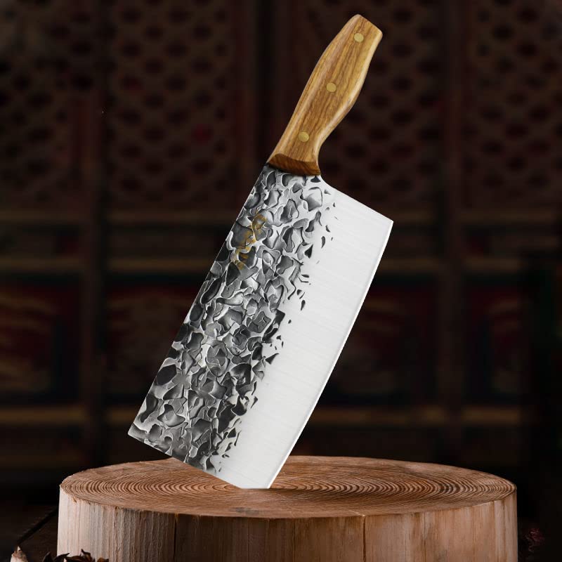 Kitory Cleaver Knife, Middle Thick Blade Chinese Kitchen Chef Knife for meat and vegetable cutting, Hand Forged Full Tang Meat Cleaver for home kitchen
