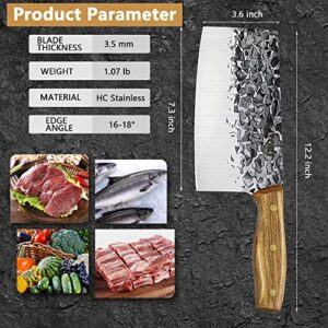 Kitory Cleaver Knife, Middle Thick Blade Chinese Kitchen Chef Knife for meat and vegetable cutting, Hand Forged Full Tang Meat Cleaver for home kitchen